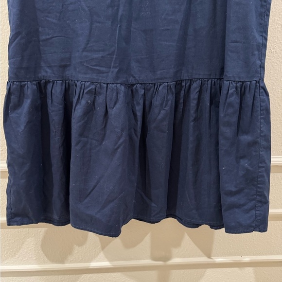 Jaspal M navy sleeveless dress with embroidered florals drop waist ruffled hem - Picture 4 of 5